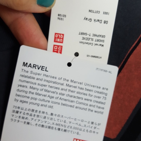 Uniqlo Dark Gray Graphic Marvel Avengers Shirt M - Picture 3 of 5